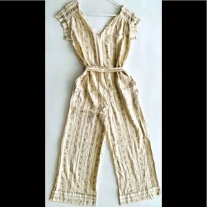 Long jumpsuit, in linen,size M,side pockets,V-neck